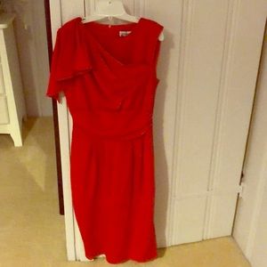 Red dress with shoulder detail